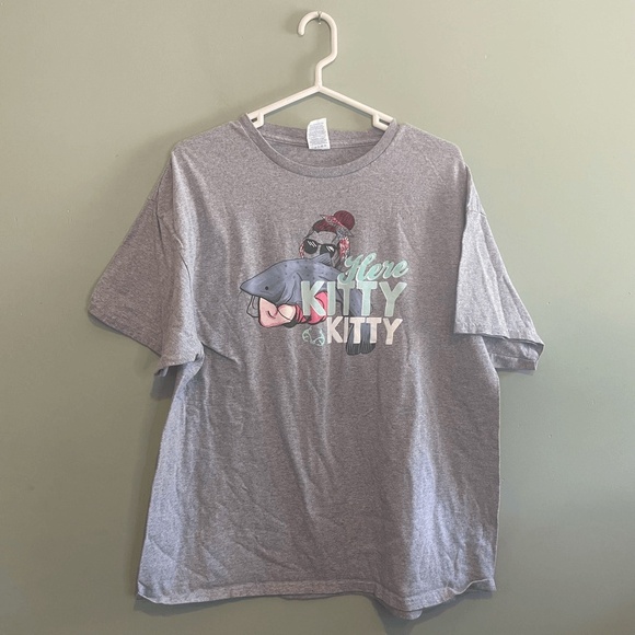Delta Pro Weight Womens Crew Neck Heather Here Kitty Kitty Graphic Tee XL - Picture 1 of 5